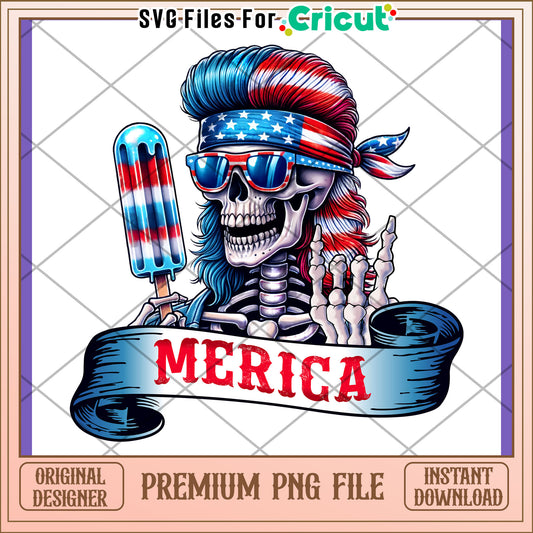 Funny Skeleton USA Theme PNG Design for Downloads