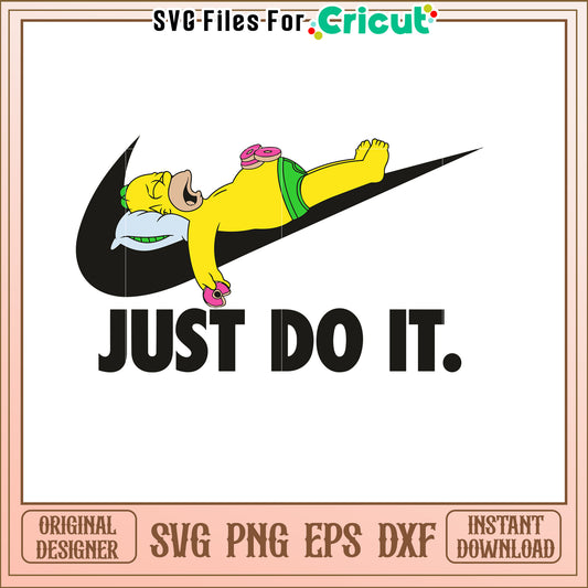 Funny Sleeping Homer Simpson Nike SVG Design for Fans