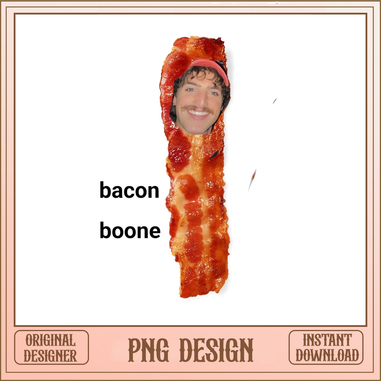 Funny Bacon Boone Meme PNG, Crispy Bacon Strip PNG, Humor Food PNG