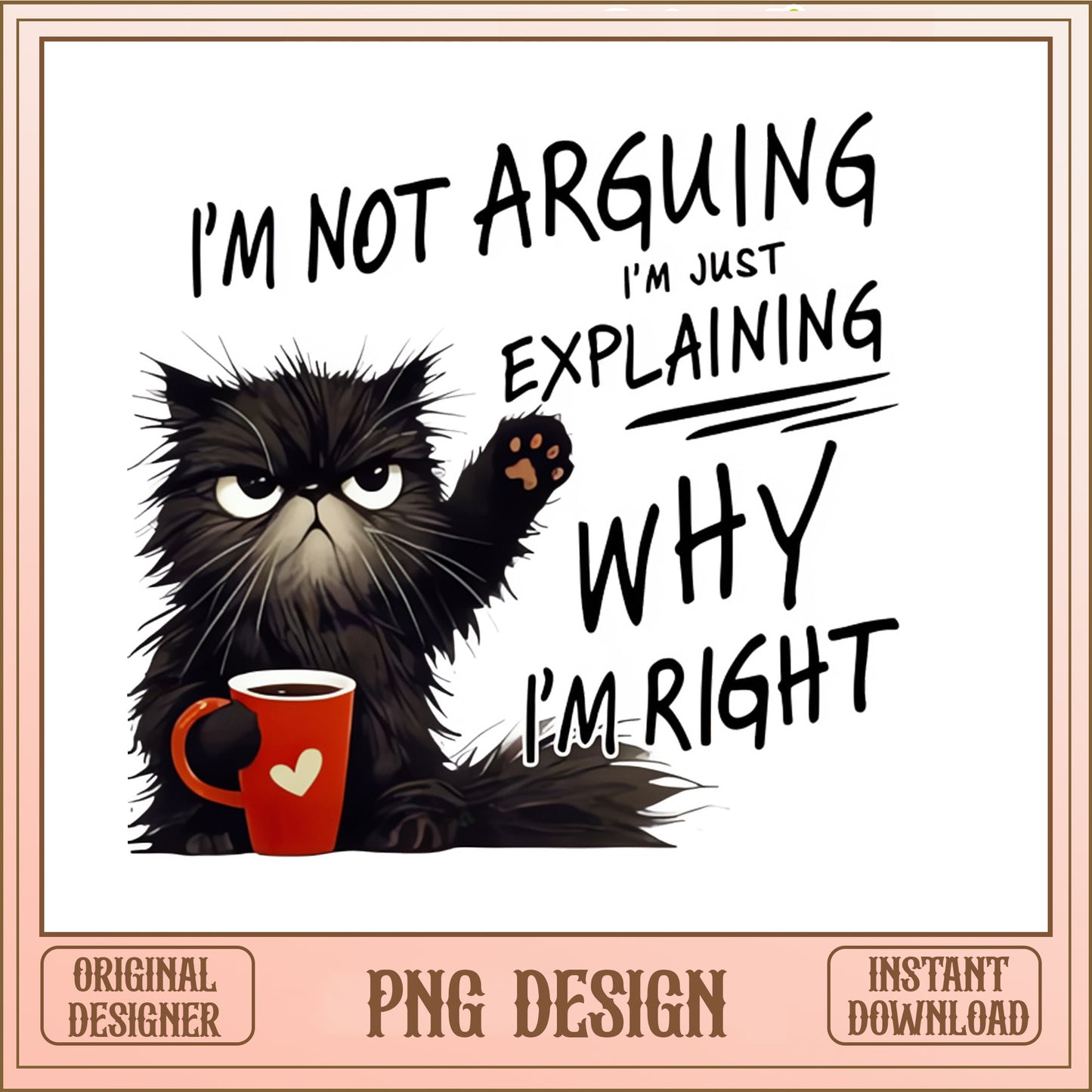 Funny Black Cat Coffee PNG, Sarcastic Cat Quote PNG, Grumpy Cat Shirt PNG