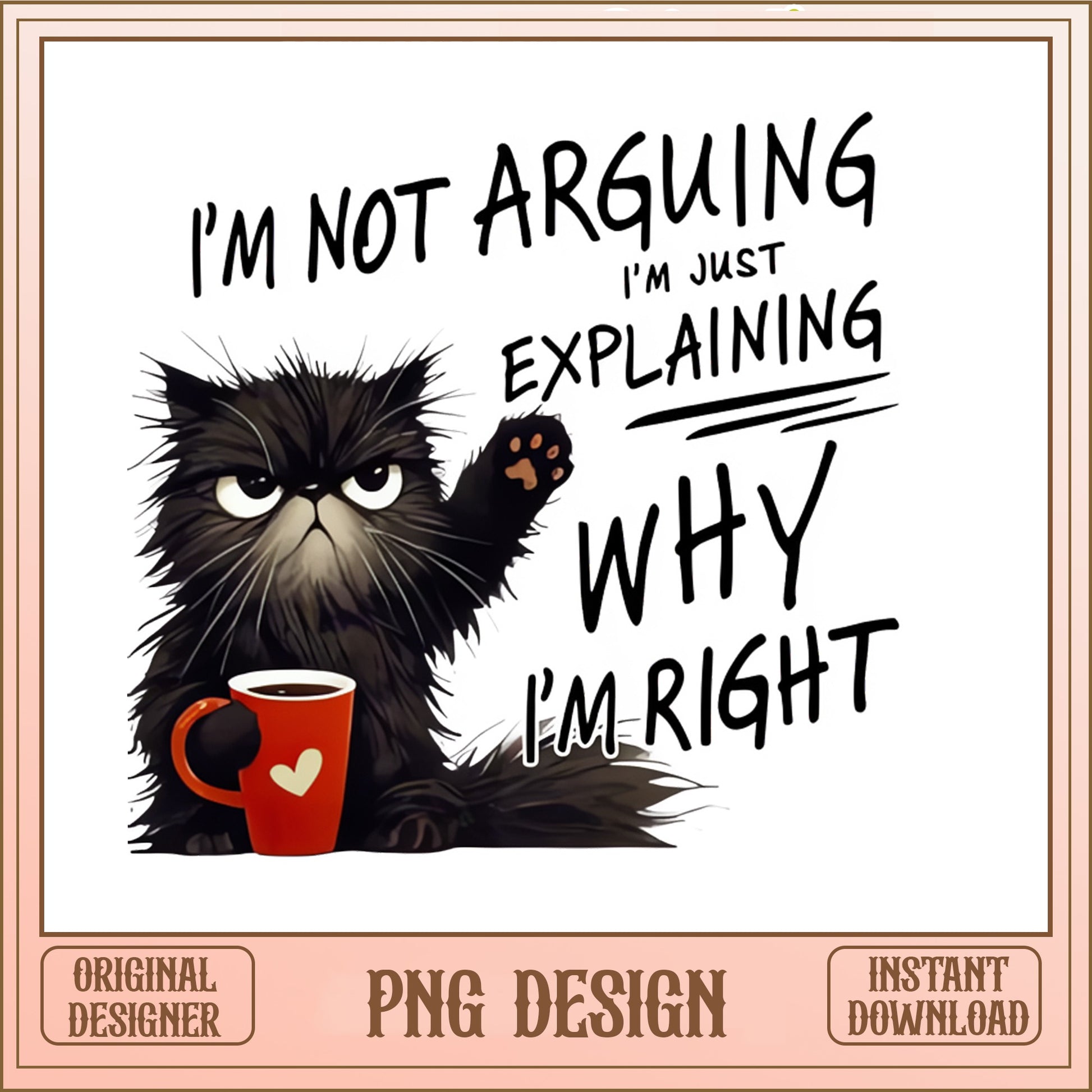 Funny Black Cat Coffee PNG, Sarcastic Cat Quote PNG, Grumpy Cat Shirt PNG