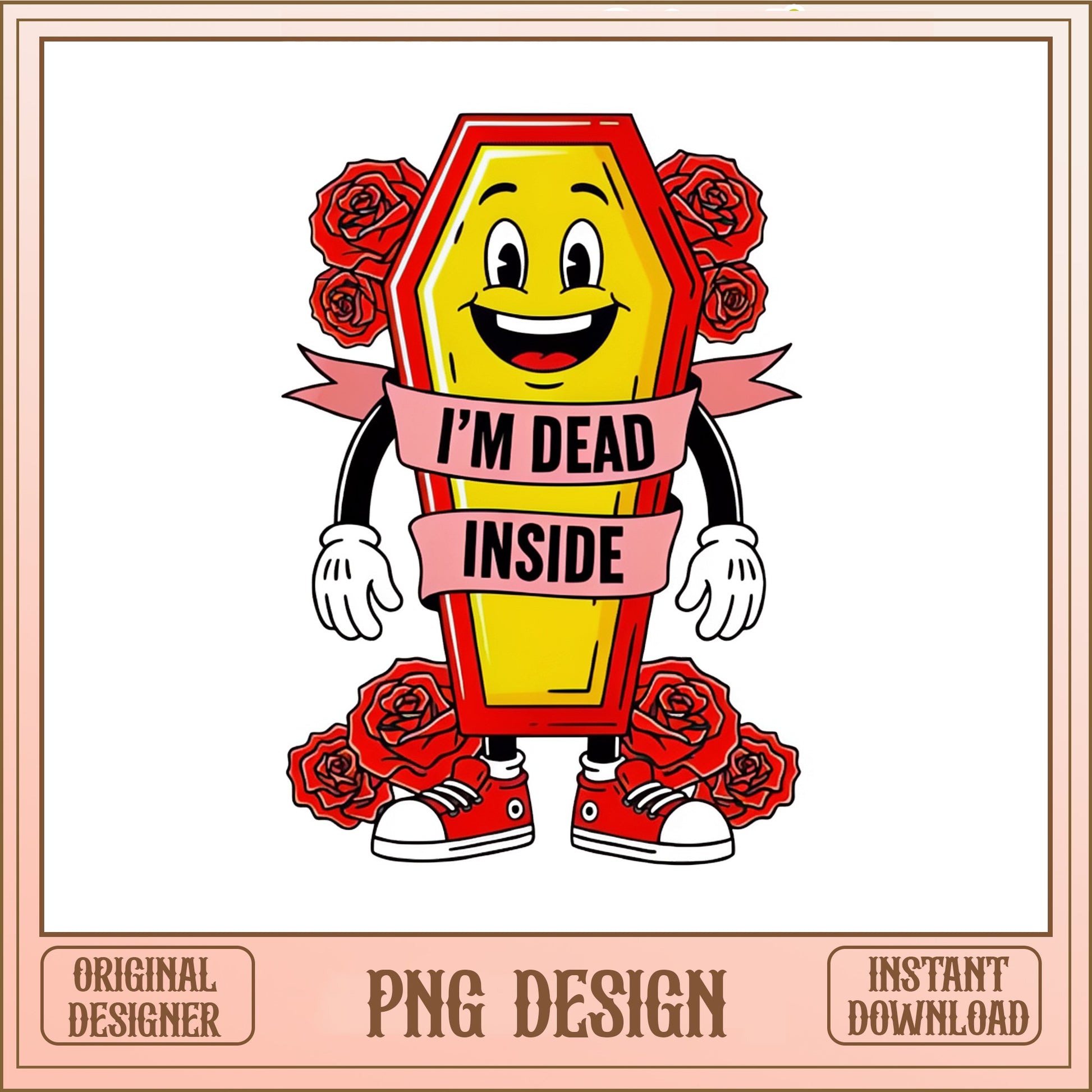 Funny Coffin Im Dead Inside PNG, Sarcastic Retro PNG, Halloween PNG