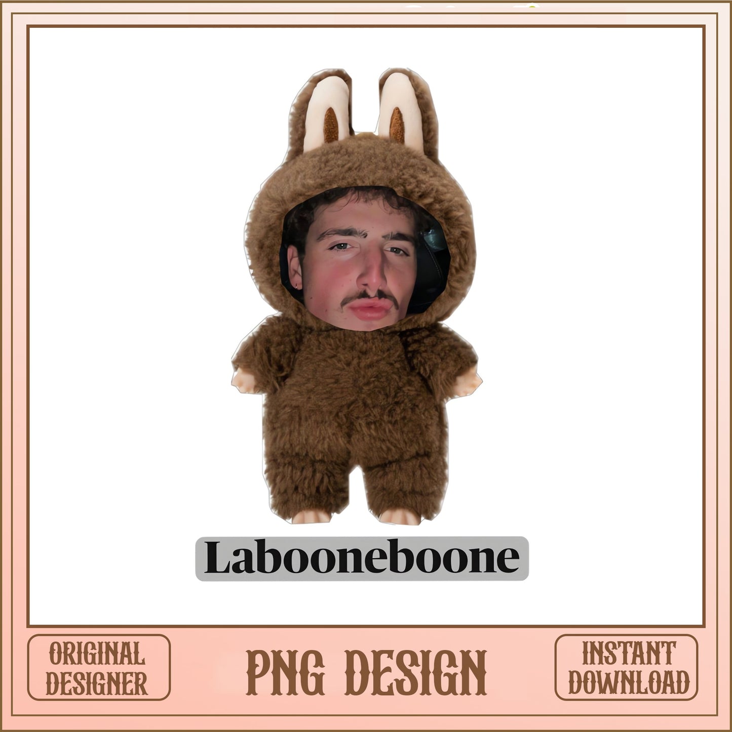 Funny Doll Meme PNG, Labooneboone Plush Clipart, Viral Face PNG
