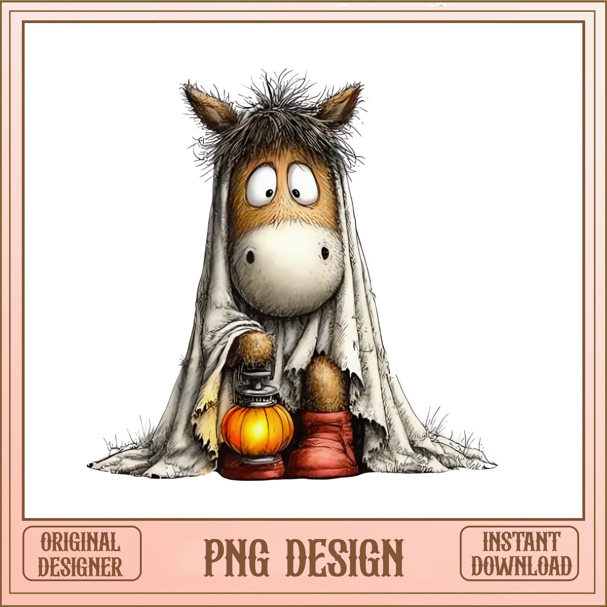 Funny Donkey Ghost Halloween PNG, Cute Donkey PNG, Halloween PNG
