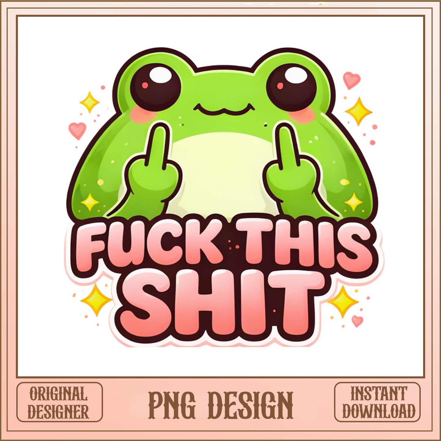 Funny Frog Middle Finger PNG, Cute Frog Sarcastic Quote PNG, Kawaii Frog PNG