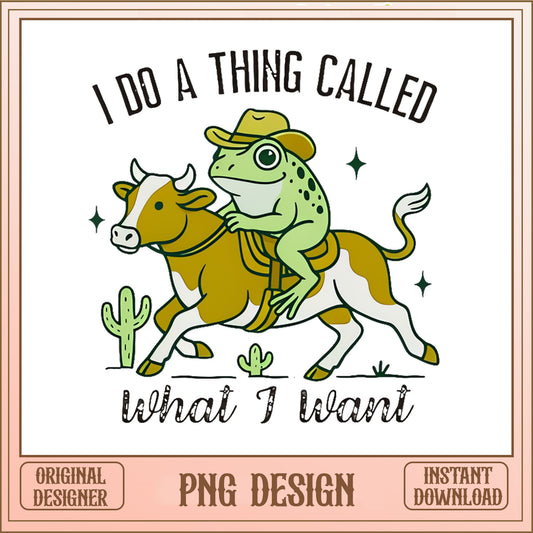 Funny Frog Riding Cow PNG, Cowboy Frog Shirt Design, Western PNG