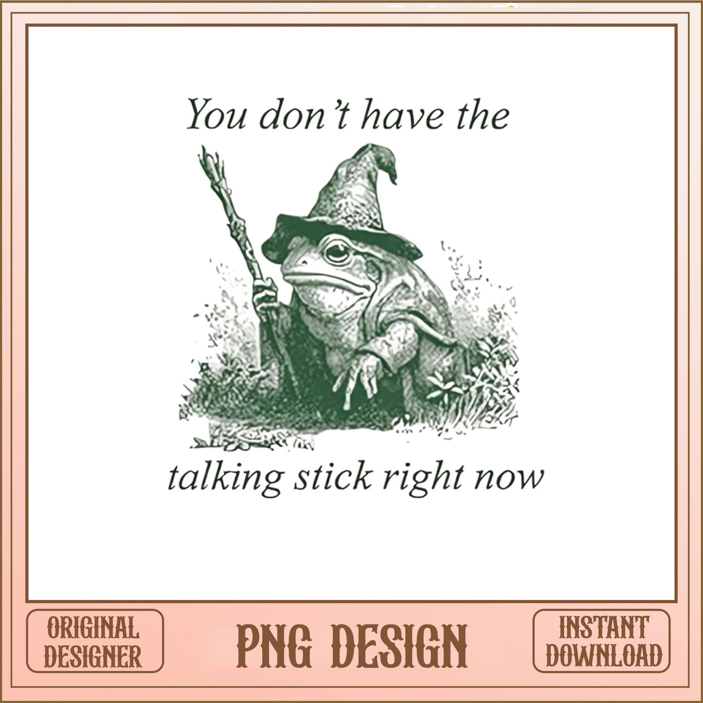 Funny Frog Wizard Talking Stick PNG, Vintage Frog PNG, Meme PNG