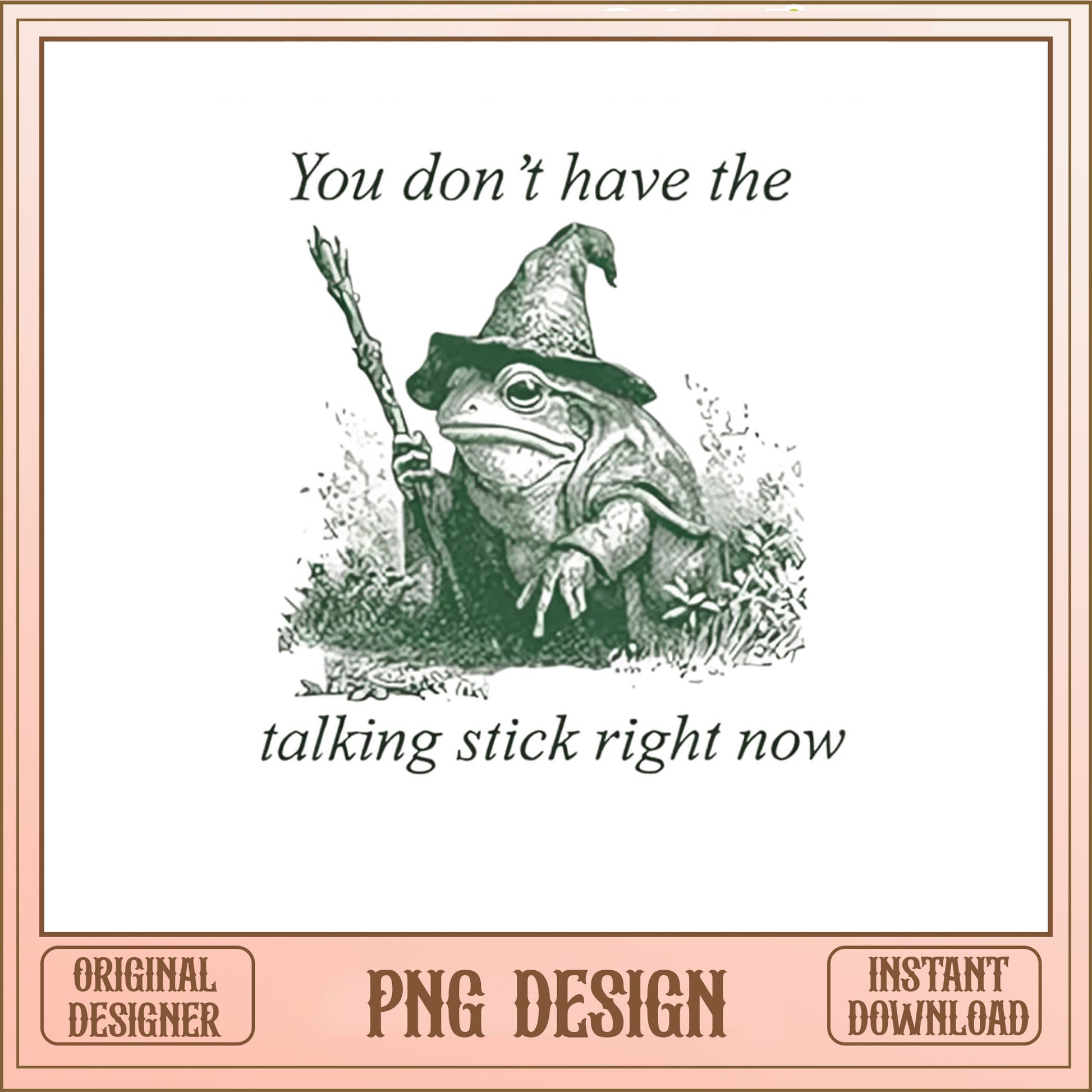 Funny Frog Wizard Talking Stick PNG, Vintage Frog PNG, Meme PNG