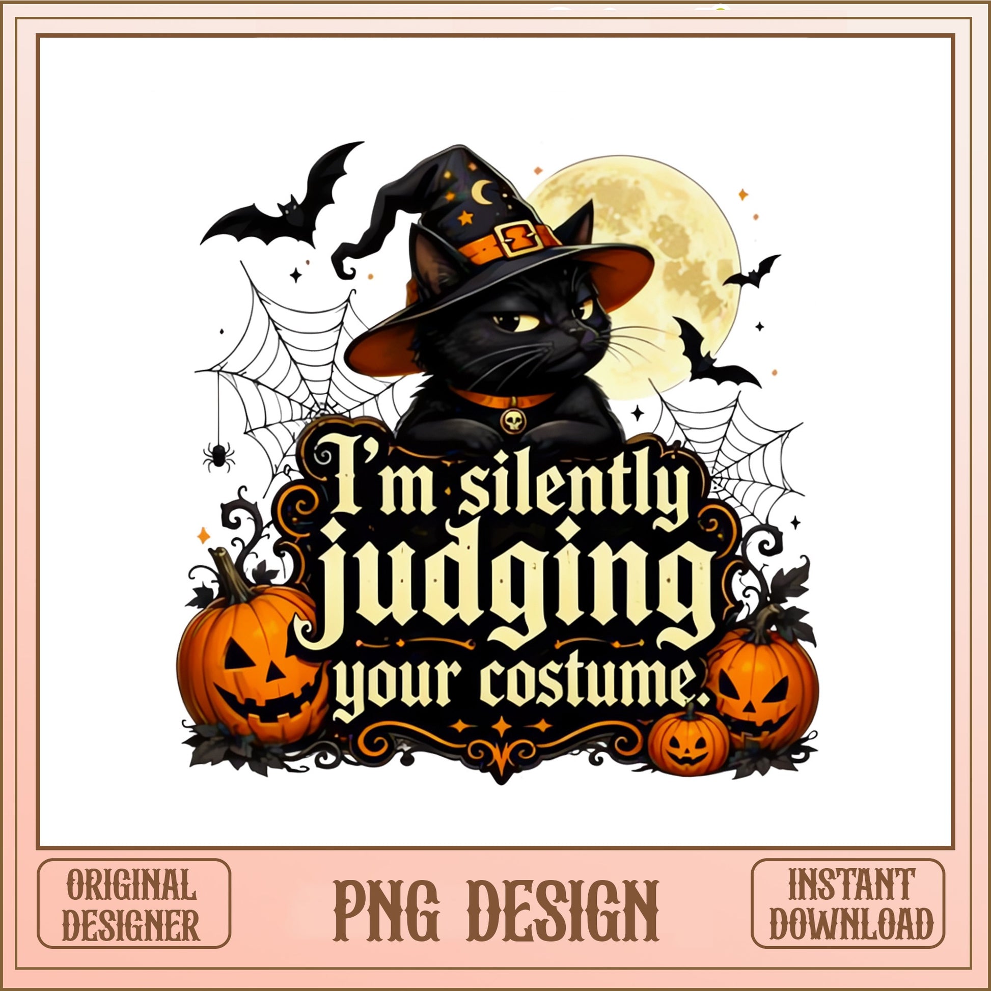 Funny Halloween Black Cat PNG, Silently Judging Costume PNG, Halloween PNG