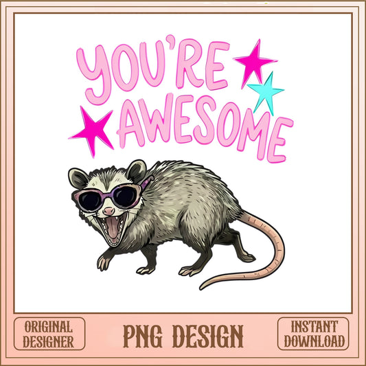Funny Opossum You're Awesome PNG, Cute Possum Shirt Design, PNG