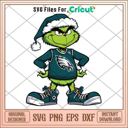 Funny grinch philadelphia eagles football svg, the grinch cartoon movie svg