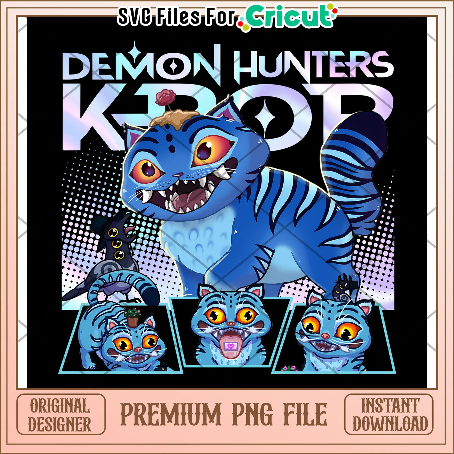 Funny blue tiger png, manhwa png, saja and huntrix png