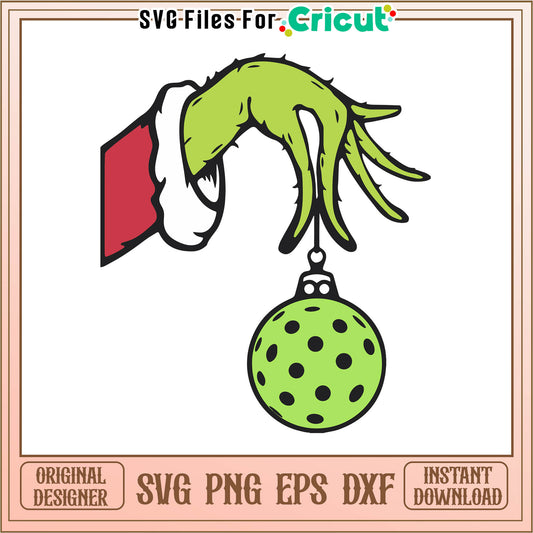 Funny christmas pickleball grinch hand svg, funny the grinch​​ svg