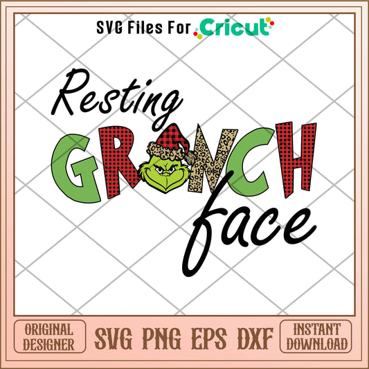 Funny christmas resting grinch face svg, grinch funny pictures​ svg