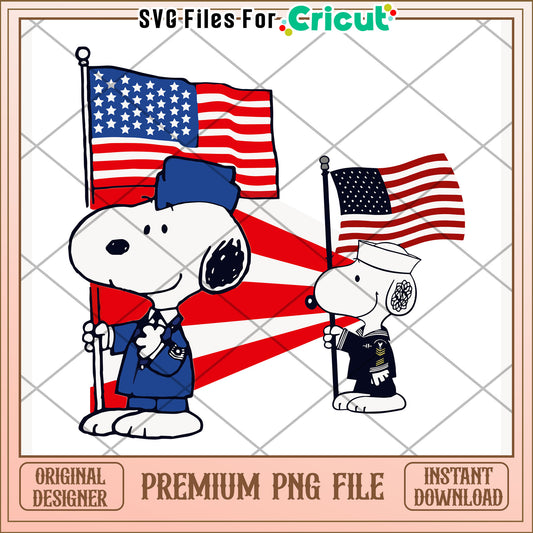 Funny dog character and american flag png, cute dog illustration png
