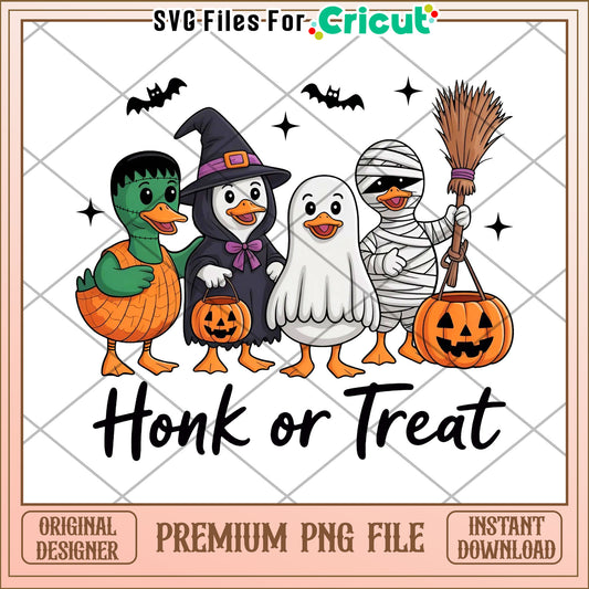 Funny goose honk or treat png, greatest time of the year png, halloween party png