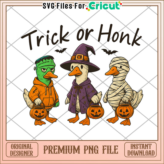 Funny goose trick or honk png, summerween png, halloween in summer png