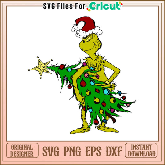 Funny grinch christmas tree svg, funny grinch christmas​ svg