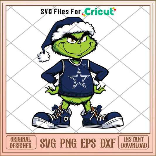 Funny grinch dallas cowboys football svg, grinch football cleats​​ svg