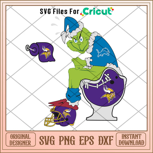 Funny grinch detroit lions and minnesota vikings svg, grinch christmas​ svg