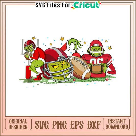 Funny grinch football christmas svg, funny grinch moments​ svg