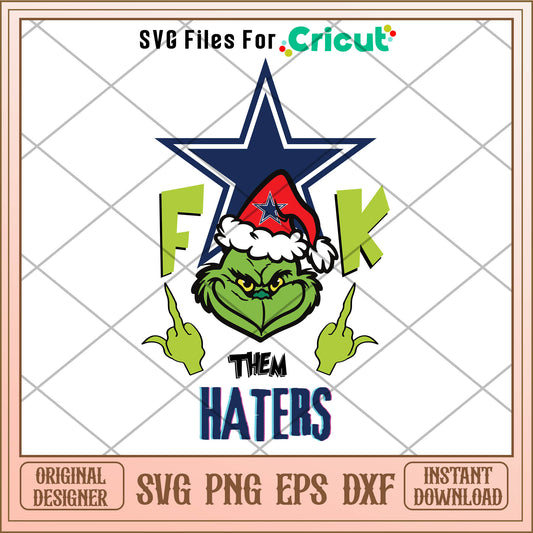 Funny grinch fuck them dallas cowboys svg, the grinch stole christmas​​ svg
