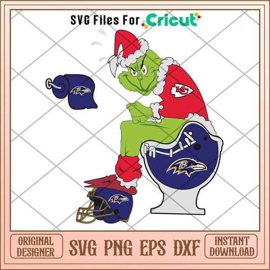 Funny grinch kansas city chiefs and ravens svg, grinch funny​​ svg