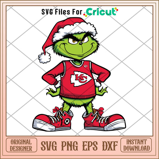 Funny grinch kansas city chiefs football svg, merry grinchmas​​ svg