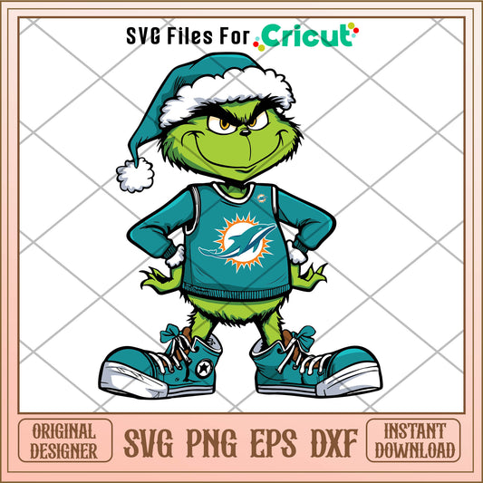 Funny grinch miami dolphins football svg, universal grinchmas​​ svg