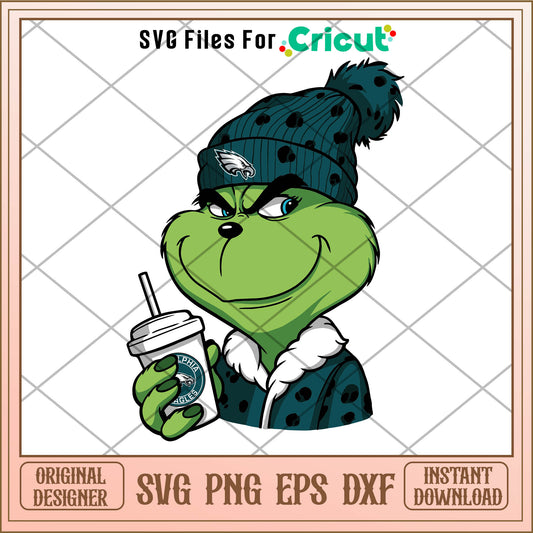 Funny grinch philadelphia eagles fans svg, grinch cartoon movie​ svg