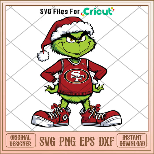 Funny grinch san francisco 49ers football svg, cartoon grinch image​​ svg