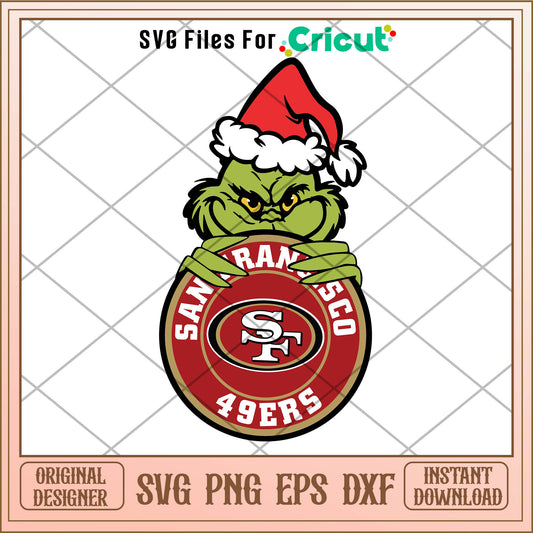 Funny grinch san francisco 49ers logo svg, cartoon grinch face​​​ svg
