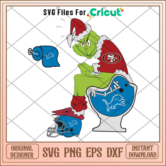 Funny grinch san francisco detroit lions svg, grinch cartoon characters​​ svg