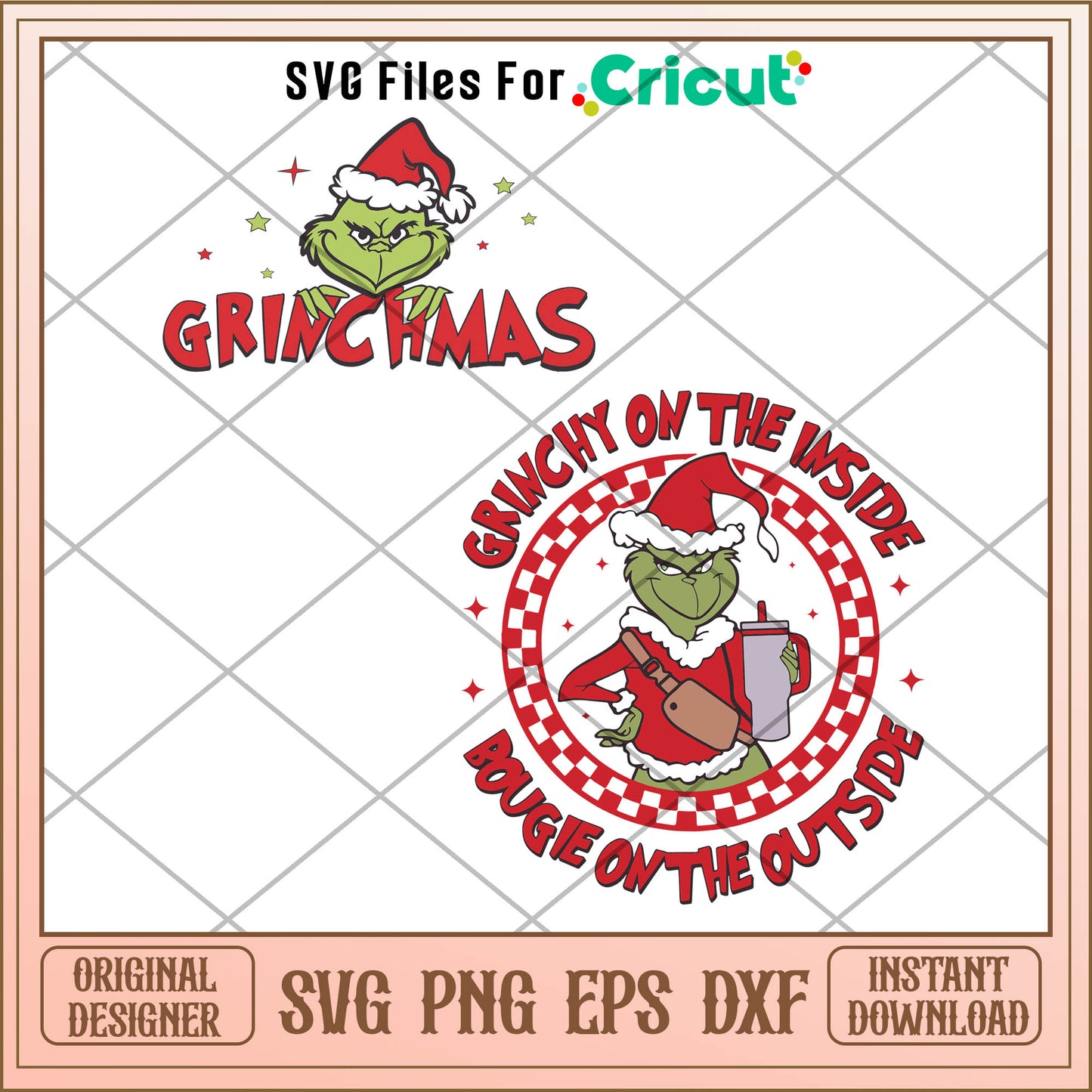 Funny grinchy on the inside svg, grinch on disney plus​ svg