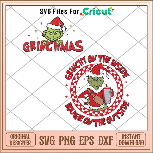 Funny grinchy on the inside svg, grinch on disney plus​ svg