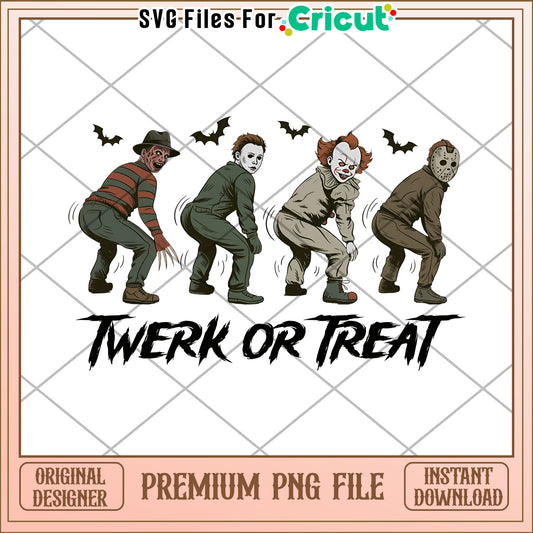 Funny horror characters trick or treat png, summerween png, halloween in summer png