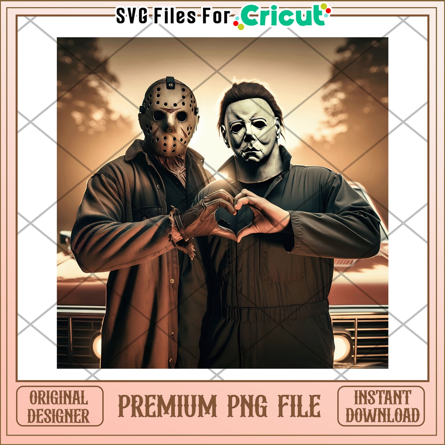 Funny jason and michael design png, happy halloween​ png, times for halloween png