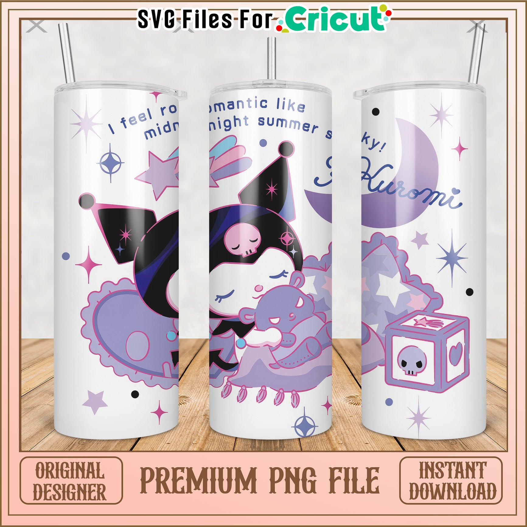 Funny kuromi tumbler png, cute characters png, kuromi hello kitty​ png