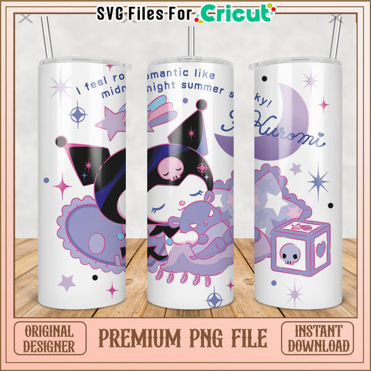 Funny kuromi tumbler png, cute characters png, kuromi hello kitty​ png