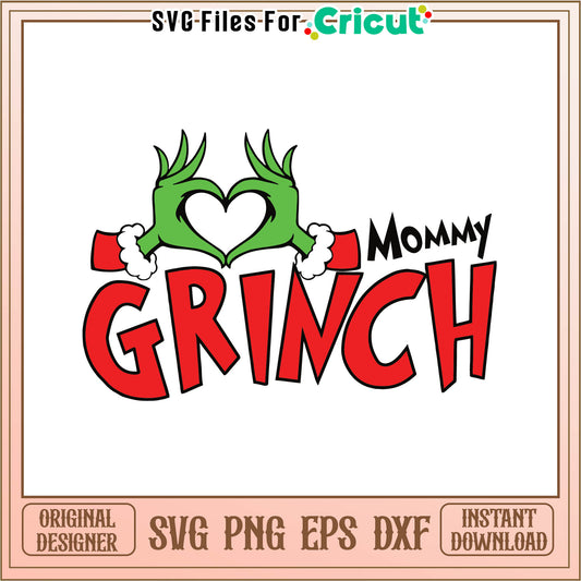 Funny mommy grinch heart svg, merry grinchmas outline​​ svg