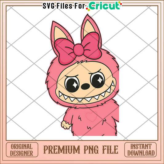 Funny pink labubu png, labubu doll png, popmart labubu png