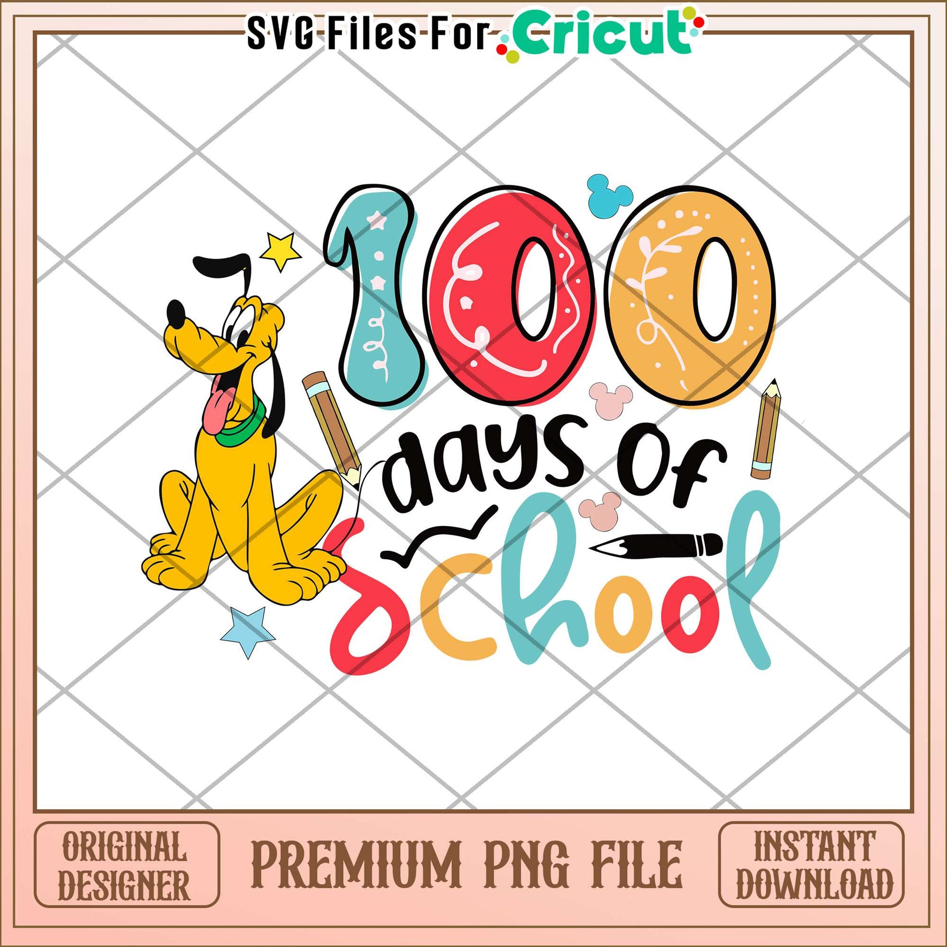Funny pluto 100 days of school png, pluto dog png, disney png