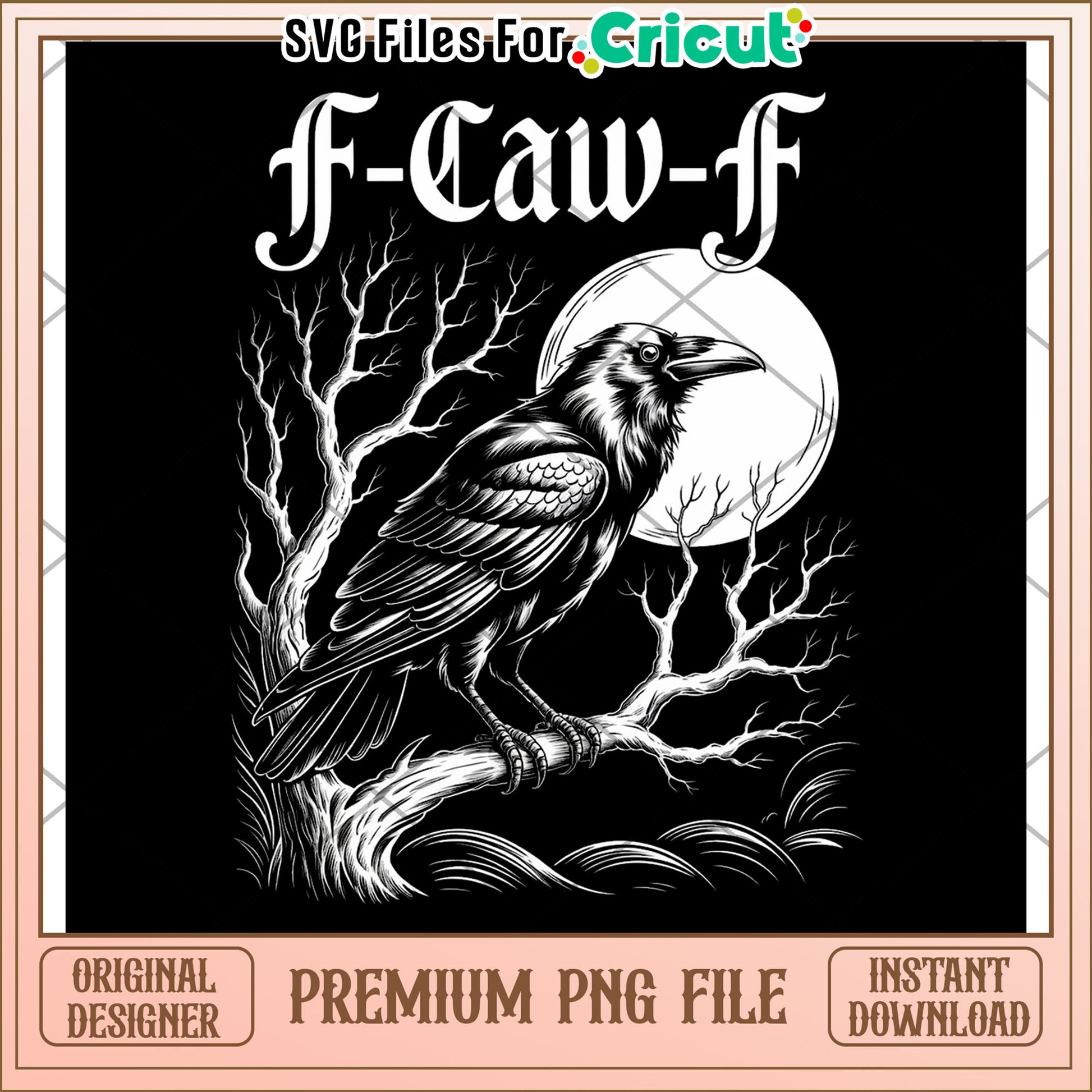 Funny saying f caw f png, halloween vibes png, black crow png