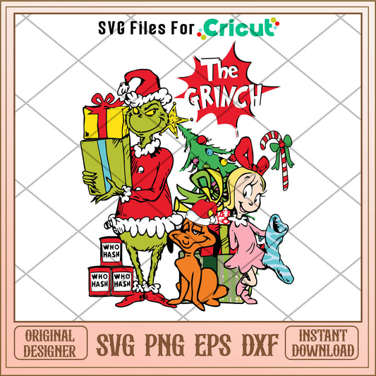 Funny the grinch characters christmas svg, the original grinch cartoon​ svg