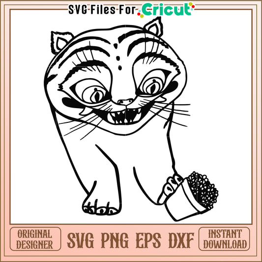 Funny tiger outline svg, kpop demon hunters svg, kpop cartoon songs svg