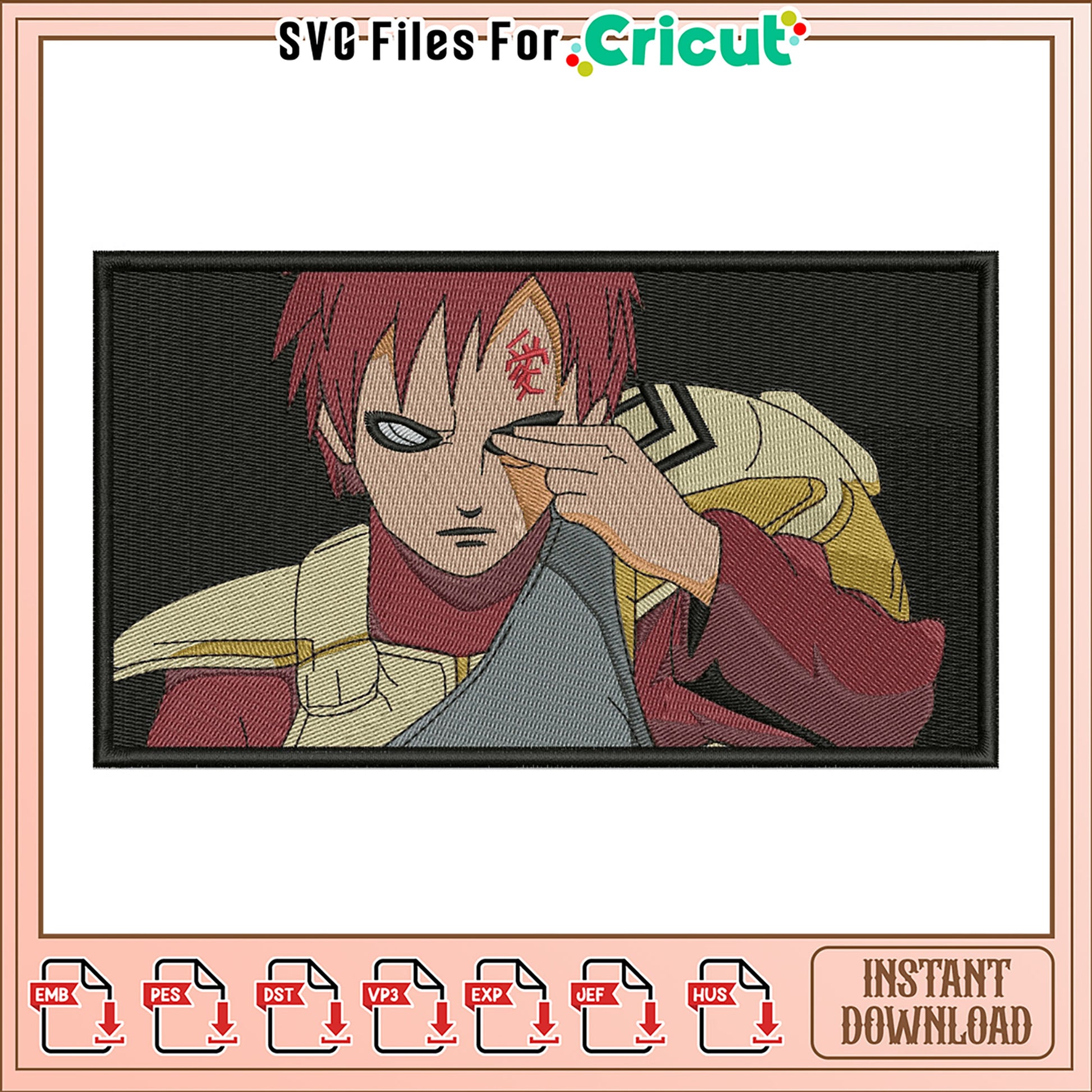 Gaara Embroidery Design Instant Download