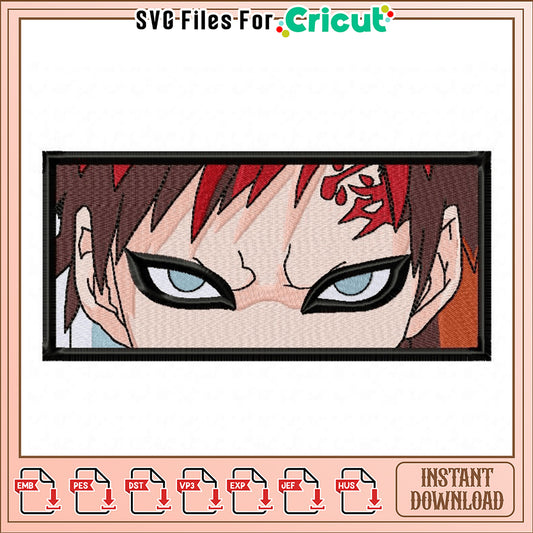 Gaara Embroidery Design for Instant Download Art