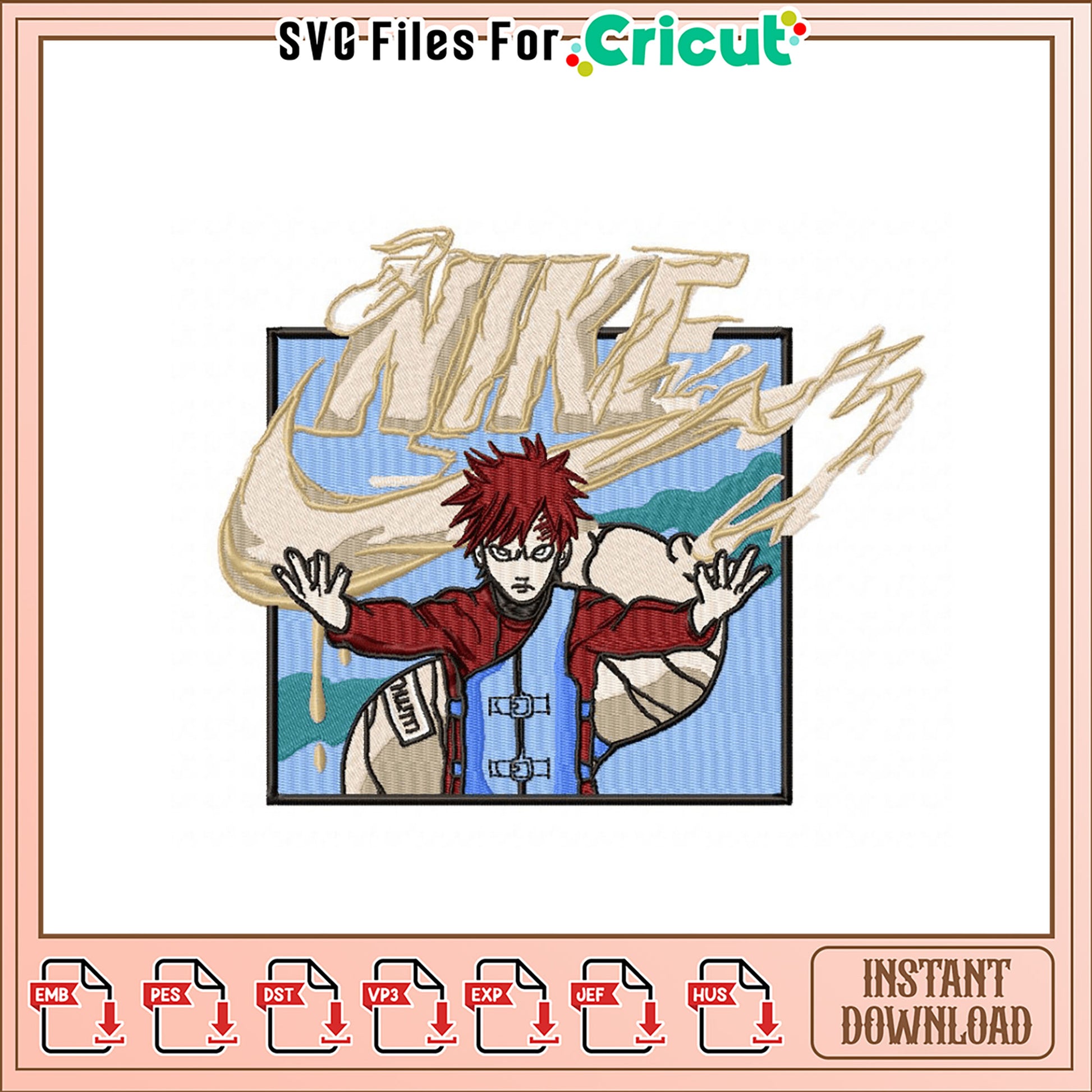 Gaara Nike Embroidery Design Instant Download