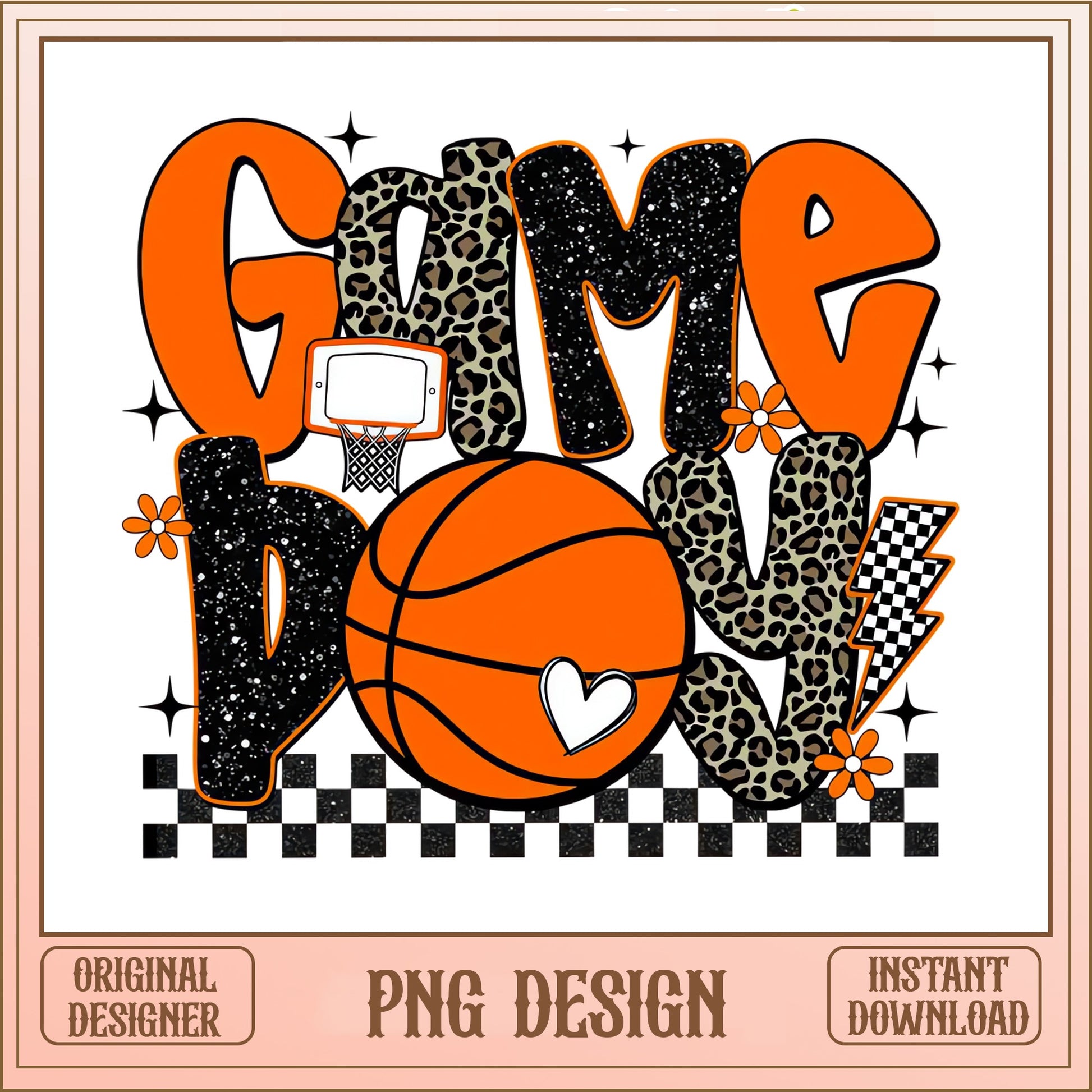Game Day Basketball PNG, Leopard Basketball Sublimation, Basketball PNG