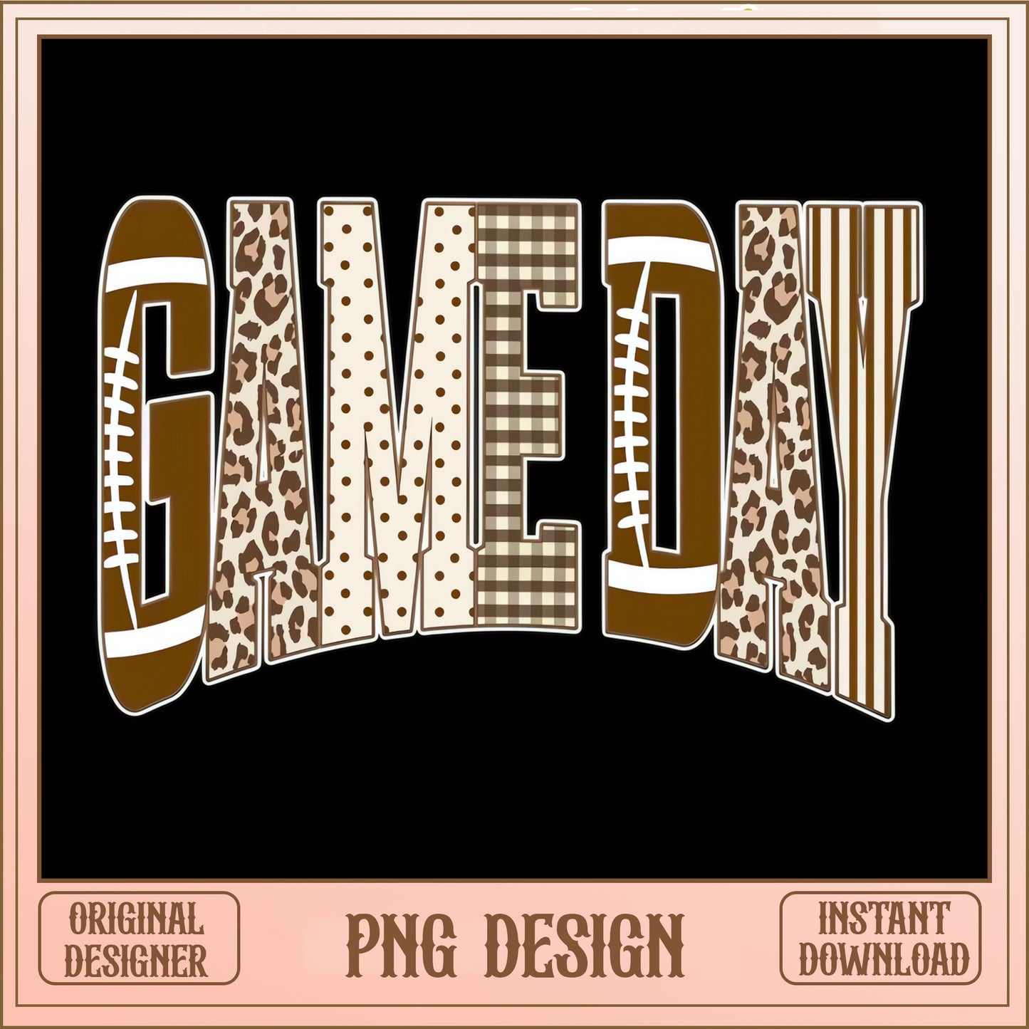 Game Day Football Leopard PNG, Football Season PNG, Sublimation PNG